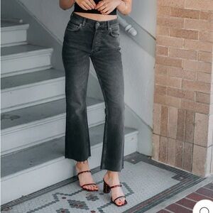 Boyish The Brady High Rise Flare Crop Jeans Black/ Grey 24